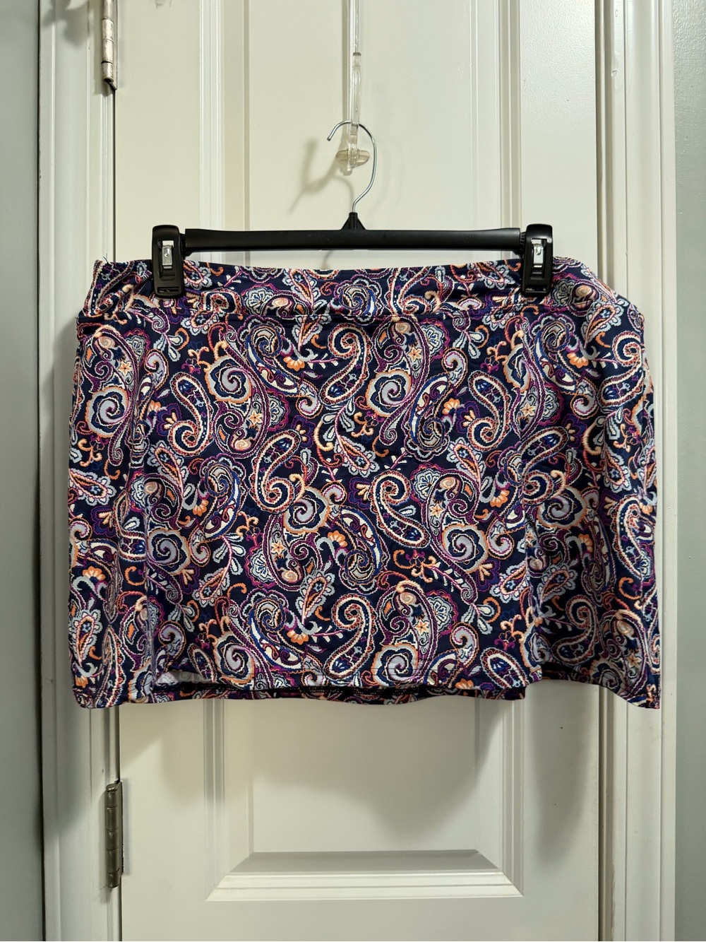 Lands' End Women’s Purple Paisley One-Piece Swim skirt